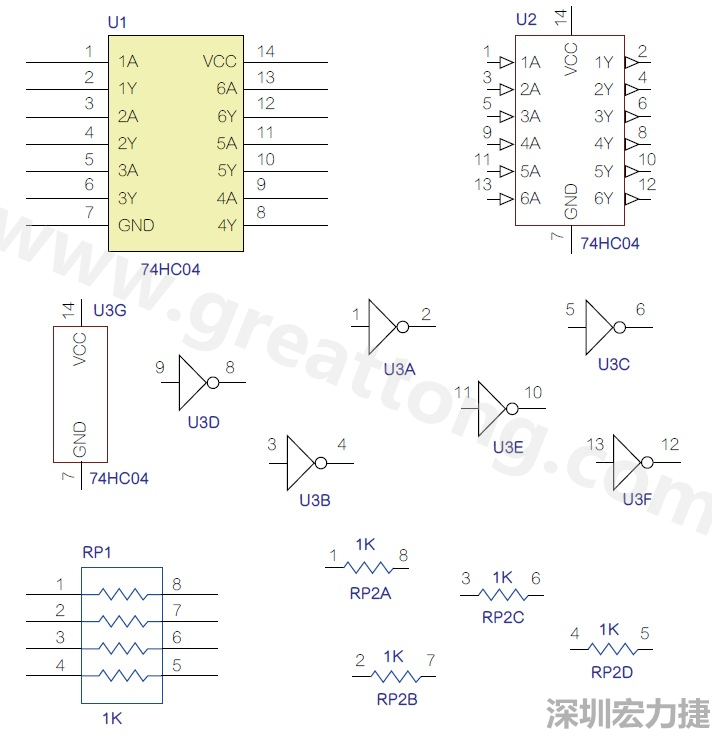 圖1 半導體元件供應商所畫的電路圖符號是模擬元件的接腳圖，而非訊號流程。