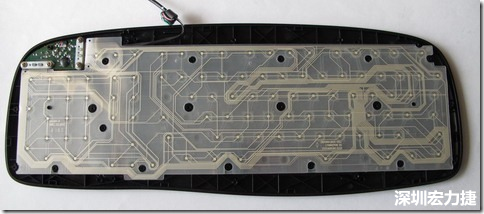 現在的電腦鍵盤拆開被蓋后就只看到一片約5mmx3mm的電路板及兩片取代原本電路板的PTF。